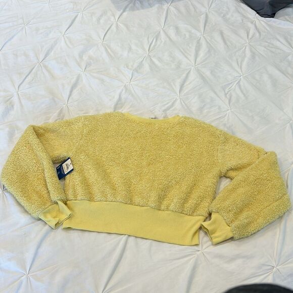 NWT Arizona Jean Co Women's Yellow Fleece Cropped Pullover Jacket Size Small - Picture 7 of 9